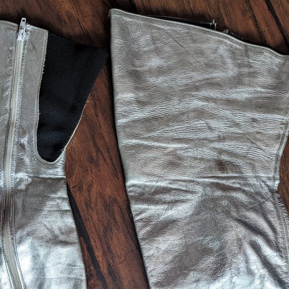 Vintage 80s Silver Leather NYLA Thigh-High space boots Size 7 - Picture 11 of 11
